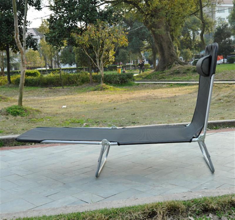 Aluminum Lightweight Outdoor Patio Folding Chaise Chair - Charcoal Grey