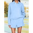thumbnail image 4 of Women's 2 Piece Sets Long Sleeves Top Shorts Casual Trendy Outfits M, 4 of 9