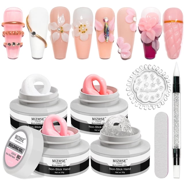 Escultura de uñas sólidas Builder Gel MIZHSE, 4 colores, UV LED