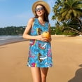 thumbnail image 3 of Fotbe Sharks Summer Vestido de Verano sin Mangas para Mujer – Vestido Midi Línea A, Estilo Camiseta Floral, Vestido Playero Casual y Fluido, 3 of 7