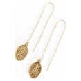 thumbnail image 2 of sanctuaire Dainty Oval Saint Medallion Coin Threader Drop Earrings Gold, 2 of 3