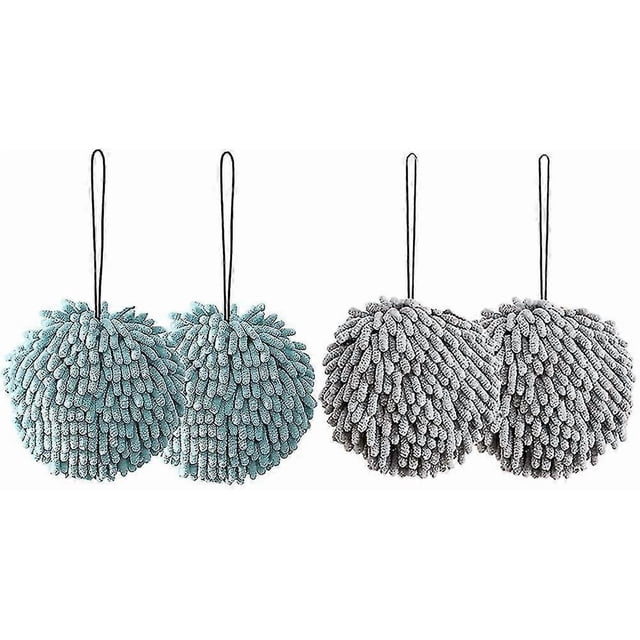 Hand Towels 4 Pcs Chenille Hand Towels With Hanging Loop, Quick Dry Towel For