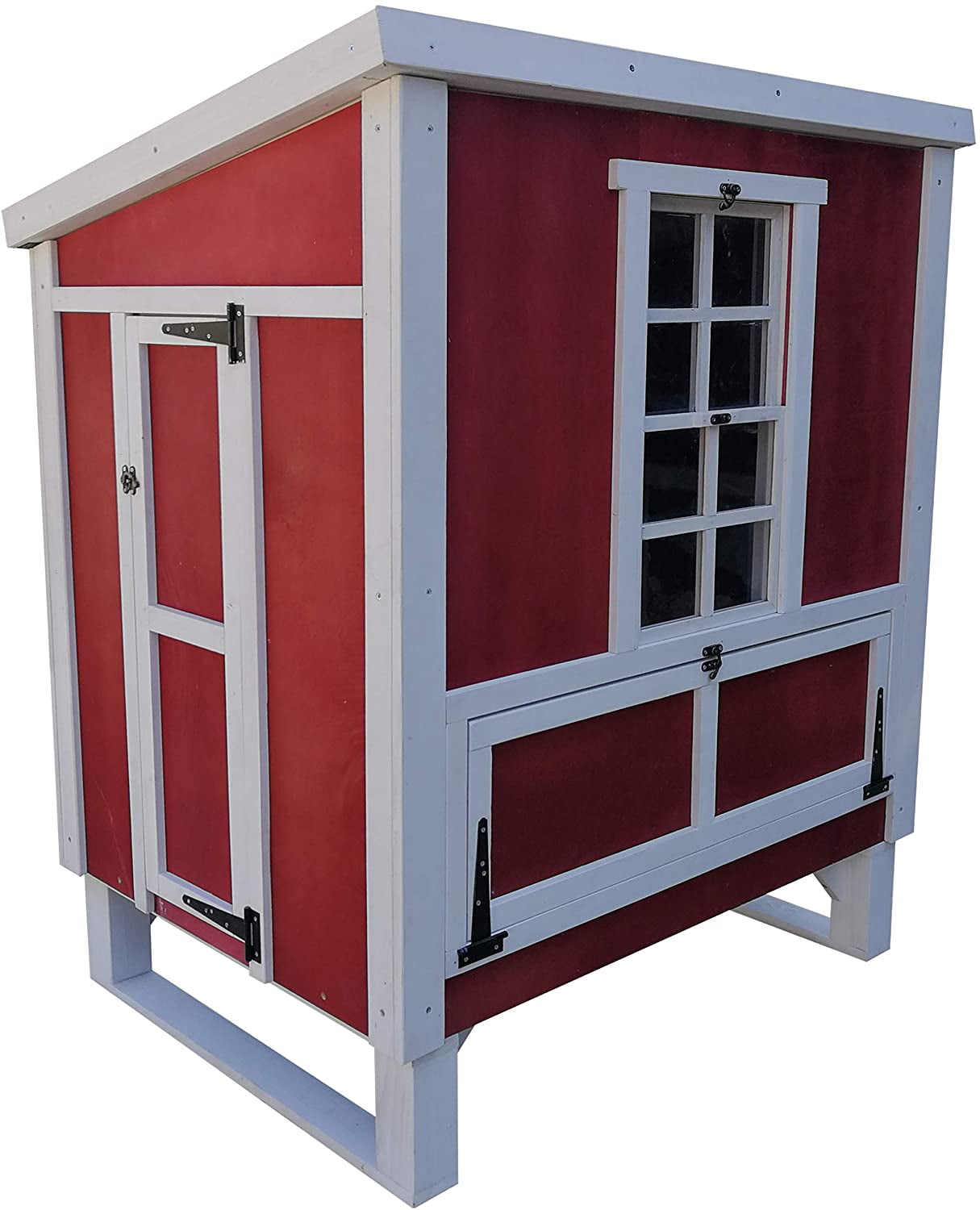 Omitree Wood Frame Plywood Chicken Coop 4 Chickens 3 Nesting