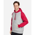 thumbnail image 2 of Team 365 TT96CB Unisex Zone HydroSport™ Heavyweight Colorblock Hooded Sweatshirt-Athletic Heather/ Sport Red-M, 2 of 6