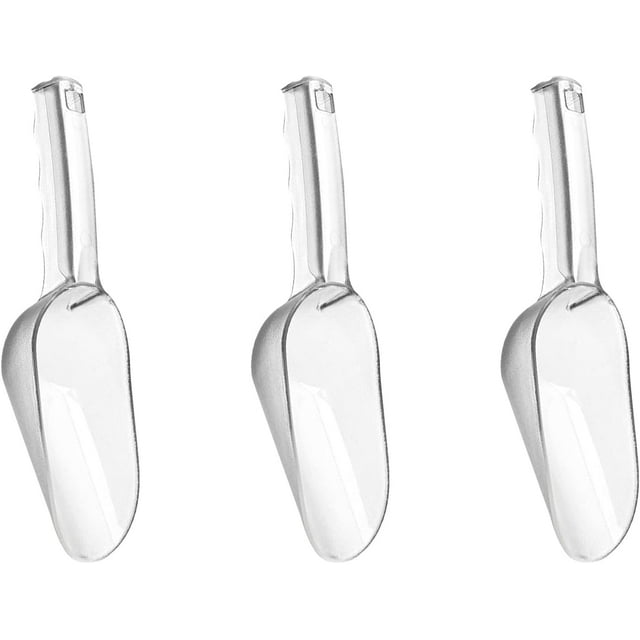 3PCS Clear Plastic Ice Scoop, ALEC Ice Scoop, Kitchen Scoop for Ice Bucket Ice, Popcorn, Coffee Beans, Flour (6oz)
