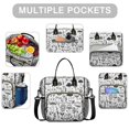 thumbnail image 2 of OBREWU Black and White Mushroom Women's Insulated Leakproof Large Lunch Bag, Oxford Cloth, 2 of 7
