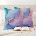 thumbnail image 3 of Blue Purple Pink Ombre Outdoor Waterproof Pillow Covers, Modern Marble Abstract Decorative Square Throw Pillowcase Sofa Cushion Sham for Patio/Couch/Chair, 20"x20" 2 Pack, 3 of 8