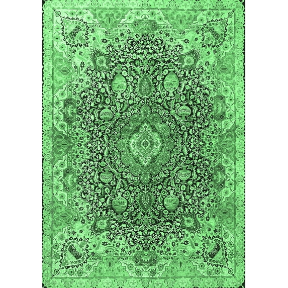Ahgly Company Indoor Rectangle Persian Emerald Green Traditional Area Rugs, 2' x 5'