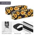 thumbnail image 4 of Pofeuu Black Marble Pattern Sunflower Print Leather Pencil Case, Leather Pencil Pouch Large Capacity, Big Pencil Pouch with Zipper Vintage Pen Bag Fountain Pen Holder, 4 of 7