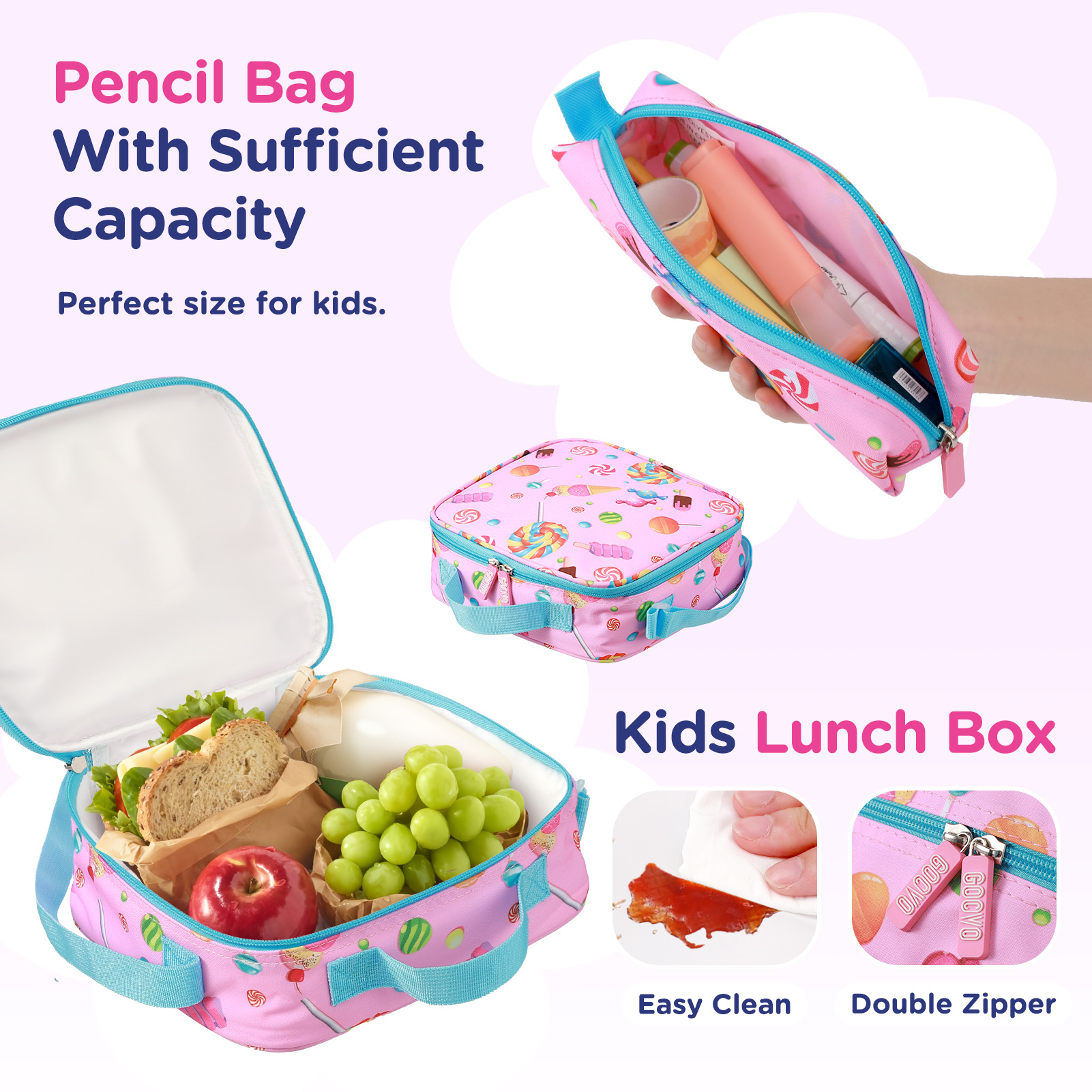 Mochila para niñas, impermeable, linda, para adolescentes, con estampado de dulces 4