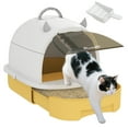 thumbnail image 1 of PawHut Cat Litter Box, Enclosed Kitty Litter Box with Lid, Scoop, Yellow, 1 of 10