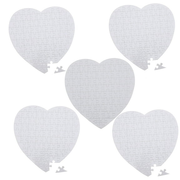 Toddmomy Sublimation Blank Puzzle Heart Shaped White Cardboard 5 Sets 7.5X7.1In