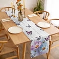 thumbnail image 3 of Table Runner 90 Inches Long for Kitchen Dining, Pink Blue Floral Dresser Scarf Farmhouse, Dining Table Decorations for Wedding/Parties, Butterflies Vintage Oil Painting Wooden 13 x 90 In, 3 of 8