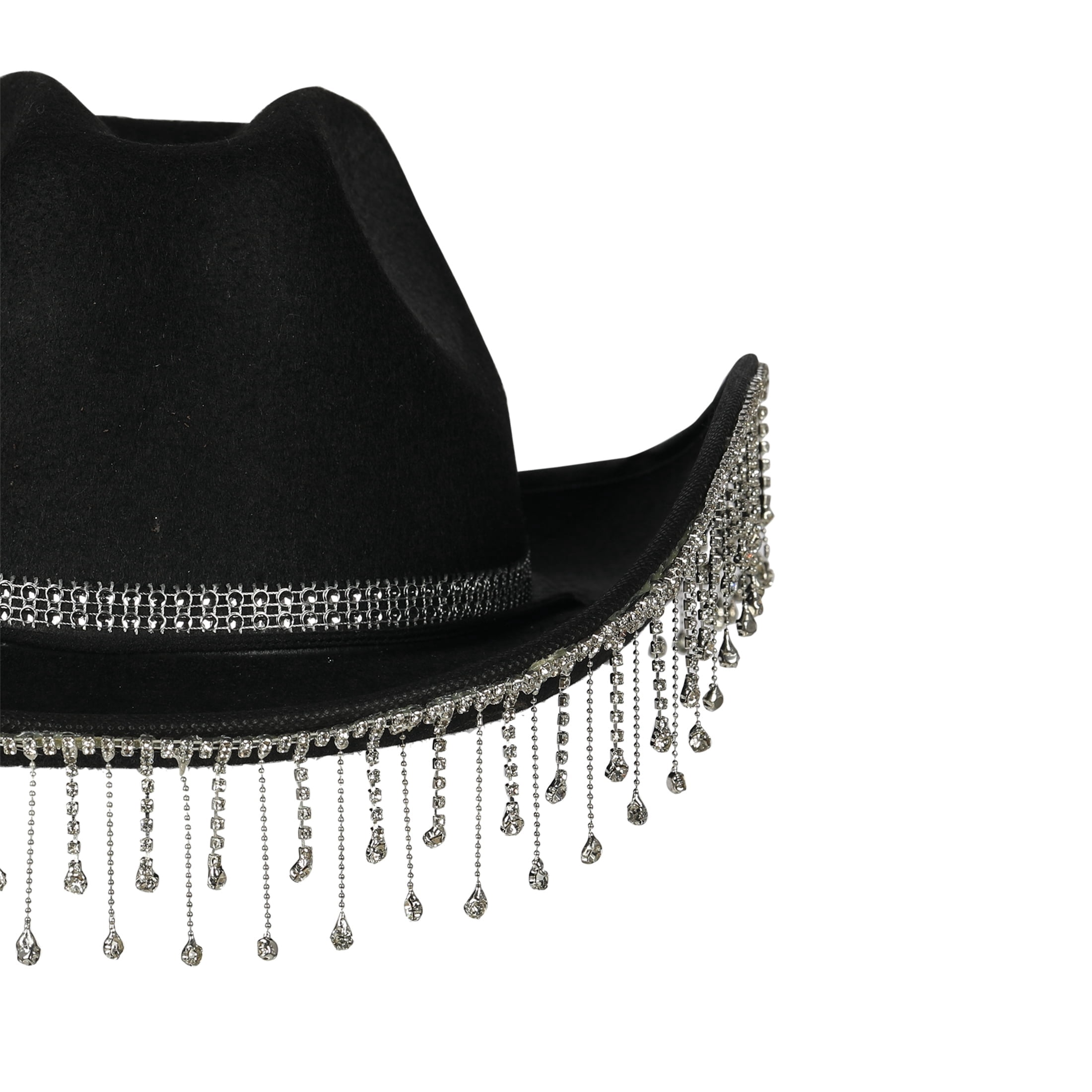 Fringe Cowboy Hat Costume Accessory for Adults, Black and Silver, Halloween by Way To Celebrate
