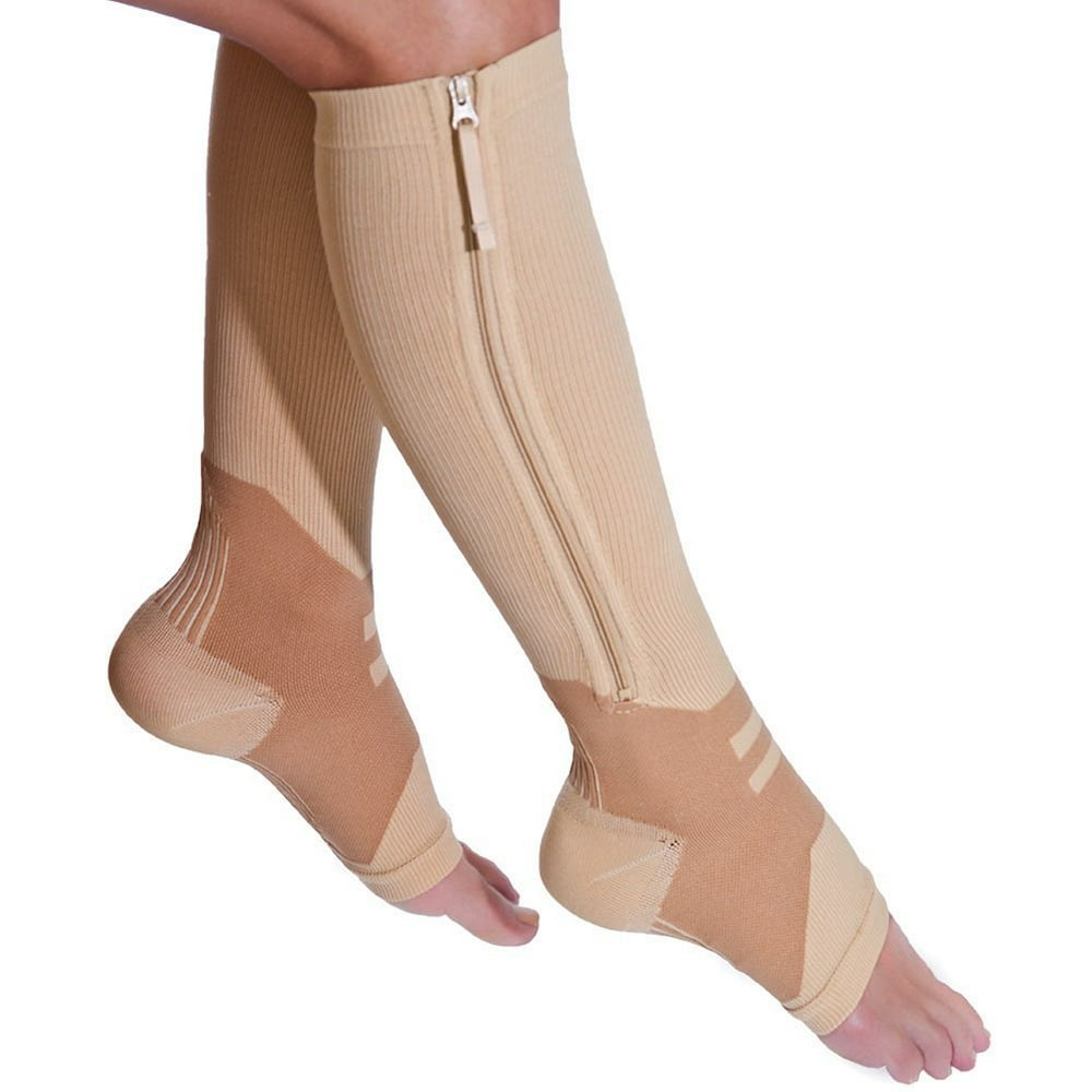 Zipper Compression Pain Relief Socks Help Support & Lift Foot Arch SM