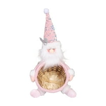 Christmas Candy Storage Basket, Pink Santa Claus Snowman Deer Candy Bowl, Xmas Rattan Woven Snack Container for Winter Table Desk Decor (Santa Claus)