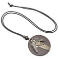 thumbnail image 4 of Plume Feuille Pendentif Collier Réglable PU Cuir Cordon Pendentif Pendentif Brun, 4 of 9