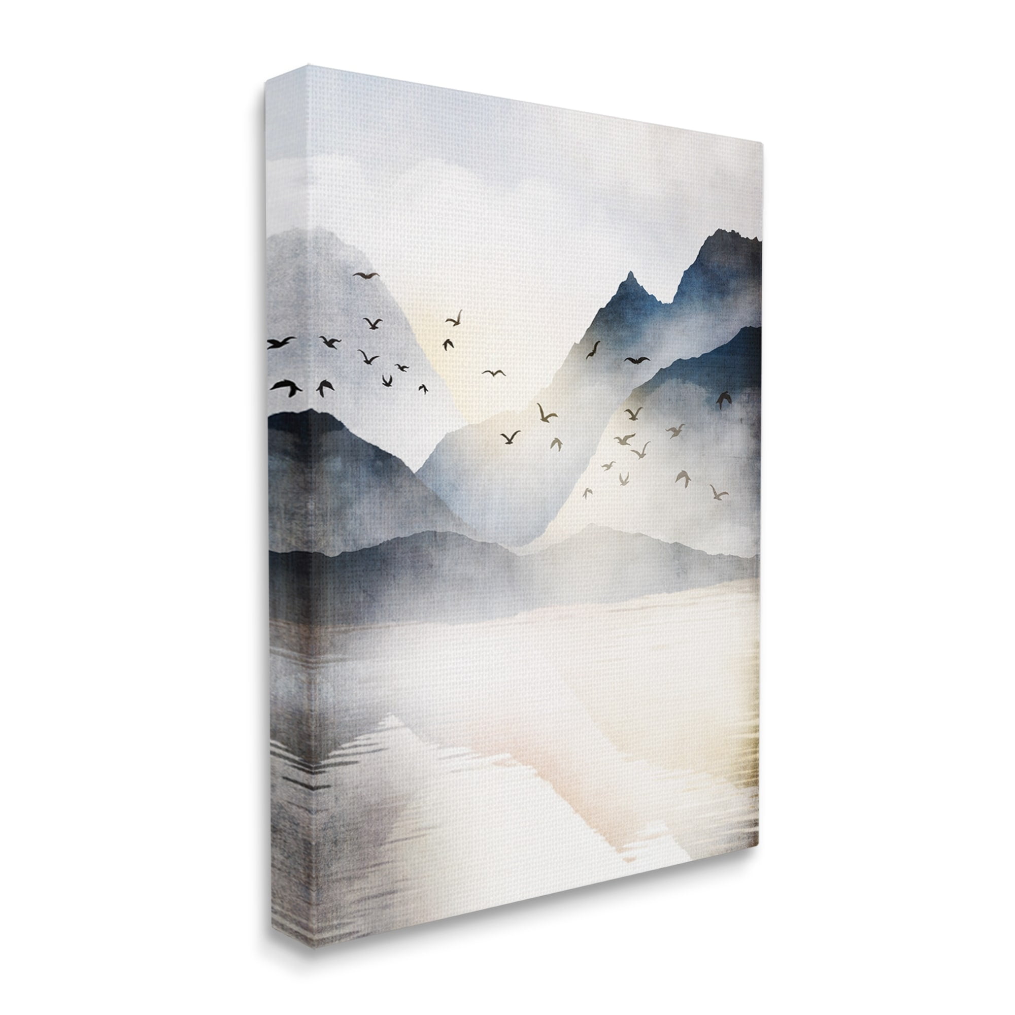Stupell Mountain Lake Nature Wilderness Landscape Painting Gallery Wrapped Canvas Print Wall Art