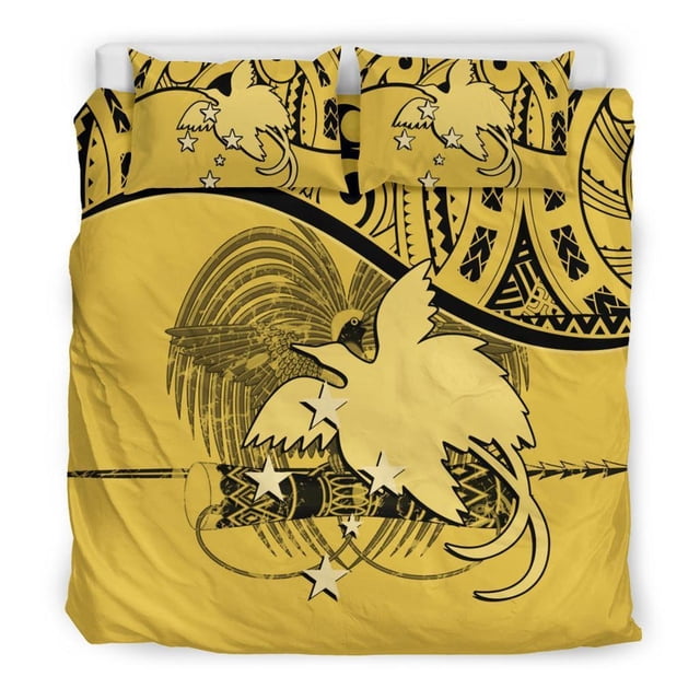 Juego de funda nórdica Papúa Nueva Guinea - Bandera y escudo de Papúa Nueva Guinea Amarillo