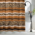 thumbnail image 2 of Brown Stripes Fabric Shower Curtain Leopard Animal Skin Printed Washable Shower Curtains for Bathroom, Waterproof Bath Curtain with Hooks Home Decor 72x72in, 2 of 8