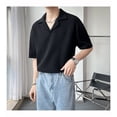 thumbnail image 4 of Sngxgn Men's Classic Short Sleeve Solid Polo Shirt(Black,L), 4 of 9