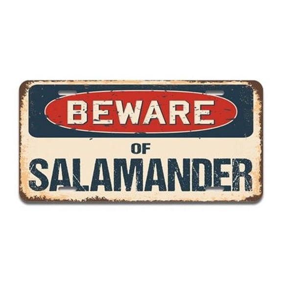 SignMission A-LP-04-1042 Aluminum License Plate - Beware of Salamander