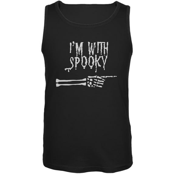 Halloween I'm With Spooky Black Adult Tank Top - Small