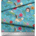 thumbnail image 2 of Soimoi Silk Fabric Floral,Rabbit & Porcupine Cartoon Print Sewing Fabric Yard 42 Inch Wide, 2 of 3
