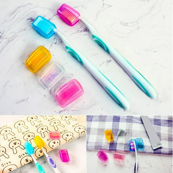 ZZkhGo 5 Pack Toothbrush Travel Caps Protective Covers Plastic Hygiene Brush Case Portable Travel Toothbrush Protector 4x2.3x1.6cm Each Set