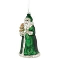thumbnail image 3 of Northlight Nordic Santa Hanging Glass Christmas Ornament - 5.5"  - Green and Silver, 3 of 5