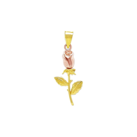 Charm America - Gold Mini Rose Charm Pendant - 10 Karat Solid Gold - Rose Flower Dangle Charm - Great Gifts For Mother Day, Birthday and Anniverary