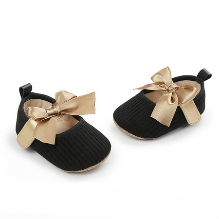 

LYCAQL Baby Shoes Toddler Kids Girls Soild Colour Bowknot Princress Shoes Soft Sole The Floor Barefoot Non Toddler Boy Shoes Casual (Black 0-6 Months)