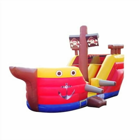 JumpOrange 15’ Pirate Ship Commercial Grade Water Slide Playset for Kids and Adults (with Blower), Outdoor Indoor, Wet Dry Use, Big Inflatable, Birthday Party, Rental Quality, All Seasons
