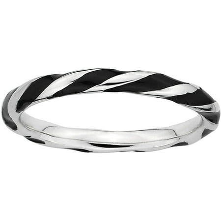 Sterling Silver Stackable Expressions Cr. Emerald & Diamond Ring