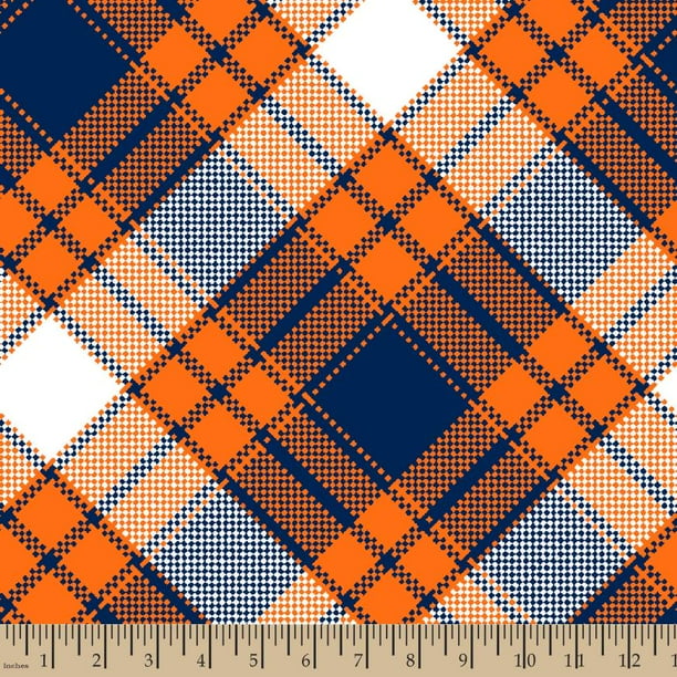 Annie Orange Plaid Fleece Fabric by the Yard