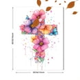 thumbnail image 3 of Floral Cross Watercolor Canvas Wall Art, Spring Theme Religious Print for Living Room Bedroom Dining Room Office Hallway Staircase, 3 of 8