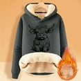 thumbnail image 2 of Puliio Womens Plus Size Hoodies Cute Cow Print Casual Fashion Plus Thick Long Sleeved Hoodie Soft Added Fleece Warm Comfortable Drawstring Hoody Pullover With Pocket, 2 of 4
