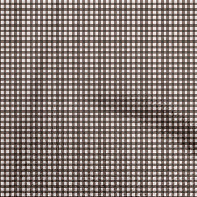 oneOone Cotton Silk Brown Fabric Check Craft Projects Decor Fabric Printed By The Yard 42 Inch Wide