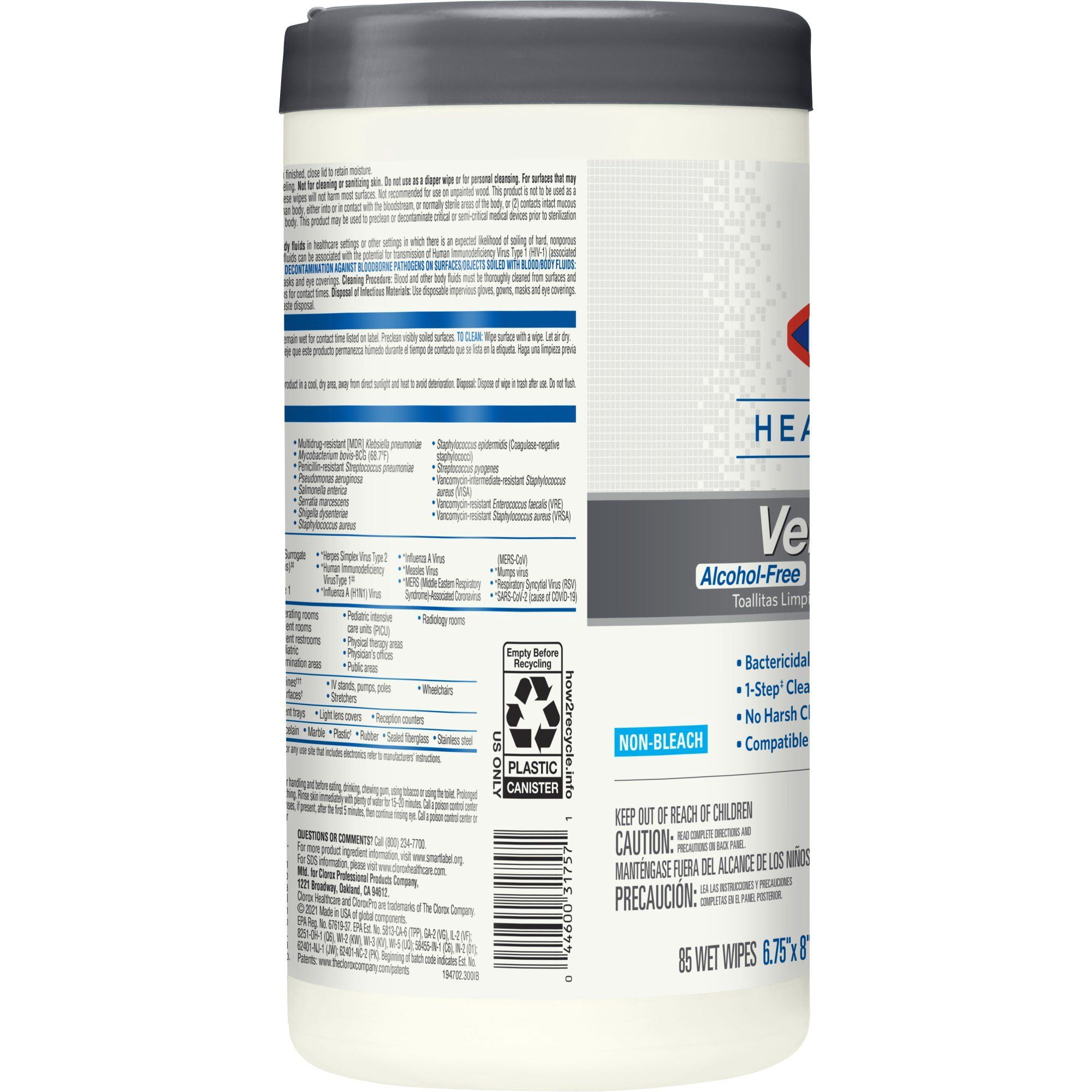 Clorox Healthcare VersaSure Cleaner Disinfectant Wipe, Cannister (CS/6)