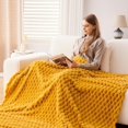 thumbnail image 4 of Biwat Super Soft King Blanket Mustard Yellow Premium Silky Flannel Fleece 3D Clouds Stylish Jacquard Lightweight Bed Blanket All Season Use 350GSM (Mustard Yellow Clouds, King(90"x110")), 4 of 4