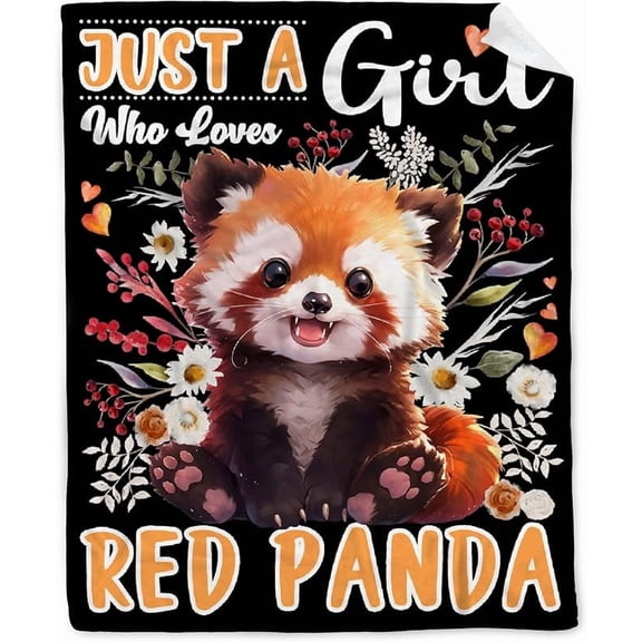 Just a Girl Who Loves Red Panda Blanket Gifts for Lovers Girls Women Warm Soft Throw Cozy Blankets for Bed Couch Gift for Birthday Graduation