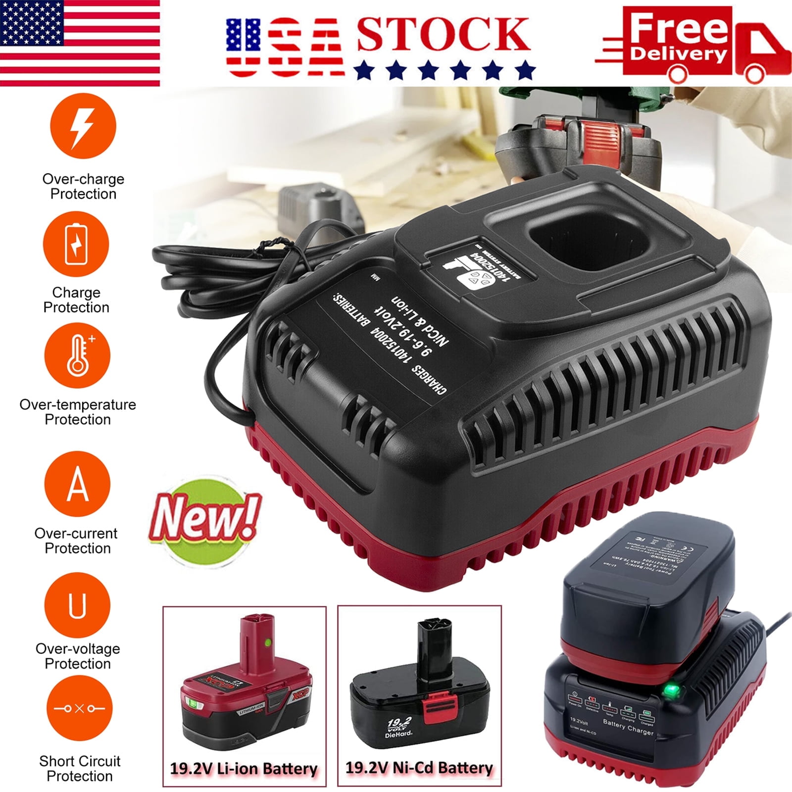 Craftsman 19.2 Volt Genuine Replacement OEM Battery Charger 140155008 Bulk Packed Walmart