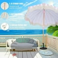 thumbnail image 3 of Boho 6ft Pink Stripe Round Patio Beach Umbrella, UPF 50+, Fringe, Adjustable Tilt, Waterproof, 3 of 7