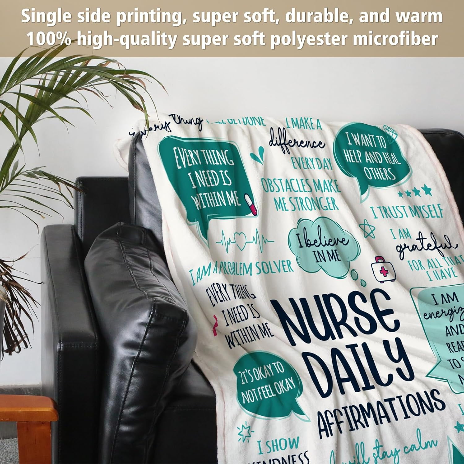 Nurse Gifts for Women Men- Soft Nurse Blanket with Nurse Daily Affirmations- LPN RN Gifts for Nurses Practitioner, Nurses Week/Day Gifts, Nursing School Graduate Birthday Appreciation Gifts