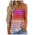 thumbnail image 2 of Women's Tanks Women's Stripe Print Strapless Bandeau Tank Casual Loose Top Camisole Tops for Women Orange XL, 2 of 5