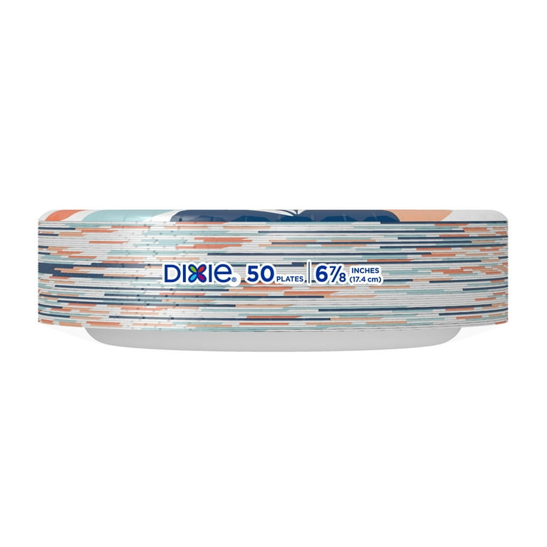 Dixie Disposable Paper Plates, Multicolor, 7 in, 50 Count