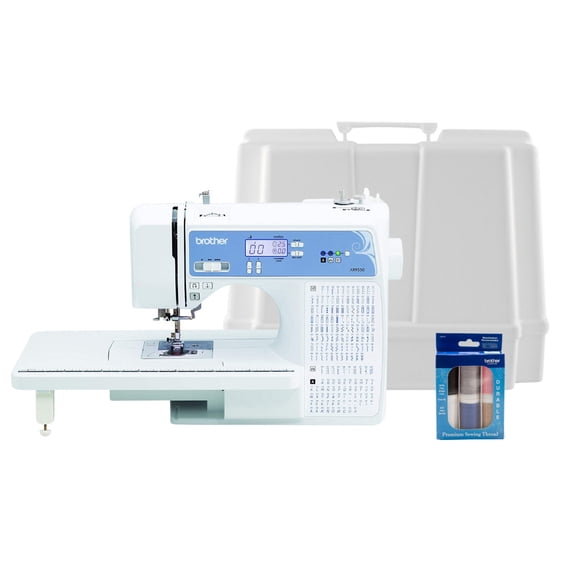 Brother XR9550 Computerized Sewing and Quilting Machine (White) Bundle with Hard Case and 6-Piece Thread (3 Items)