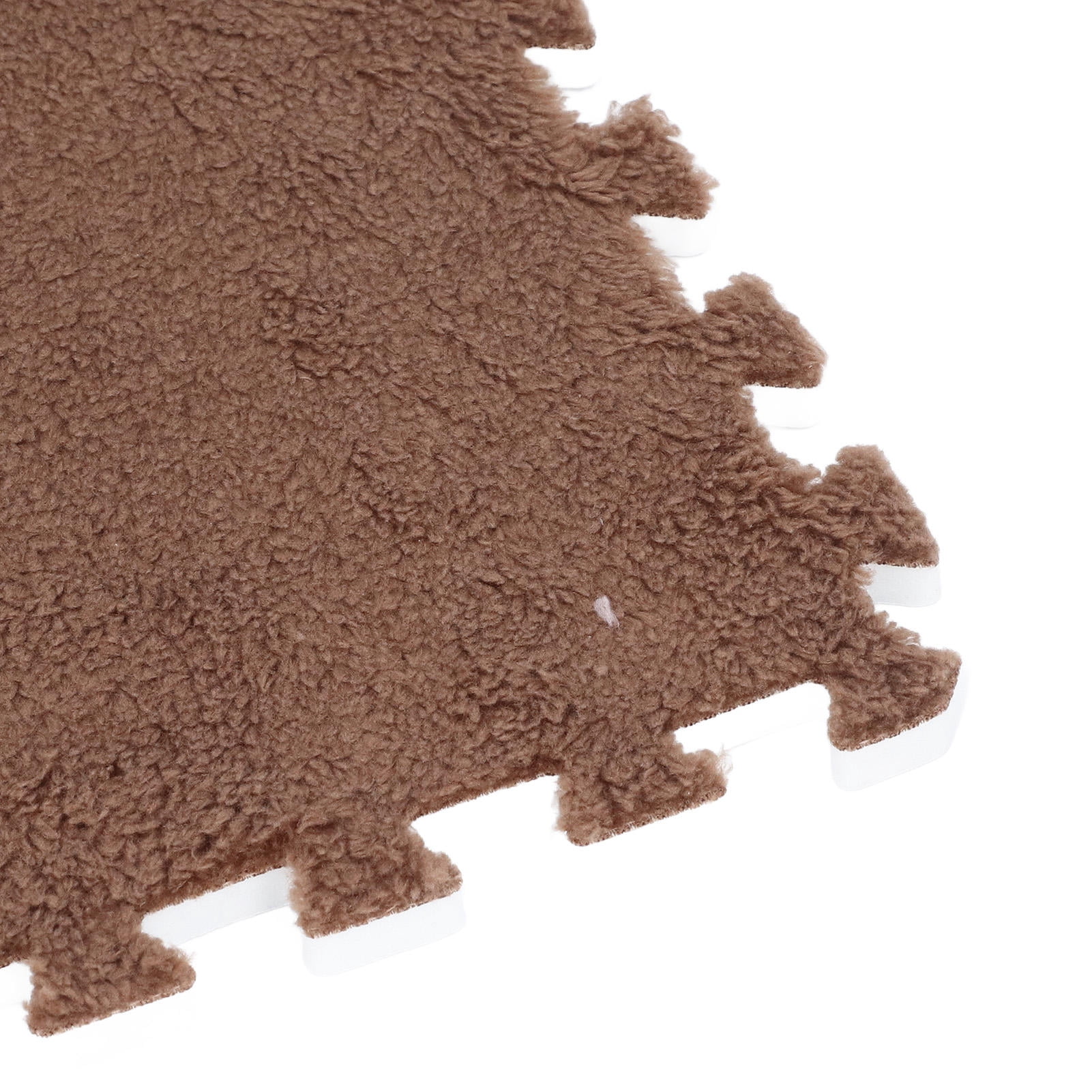 LAZIOEGR 10‑Piece Plush Foam Interlocking Floor Mat, Anti‑Slip, Cut‑Ready, Cozy Brown Carpet Tiles for Bedroom & Playroom