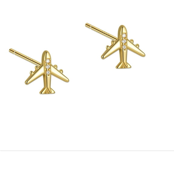 925 Sterling Silver Small Airplane Stud Earring for Women