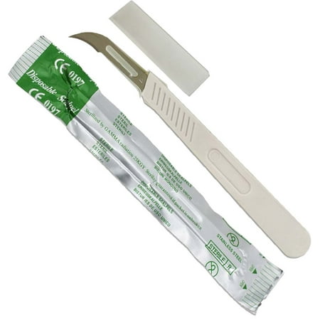#12 Stainless Steel Blade Disposable Plastic Scalpel With Protective Cap : ( Pack of 10 Scalpels ) (ToolUSA: PL-06112-Z10)